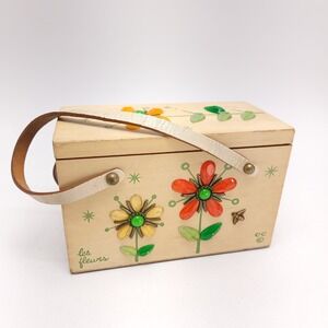 Enid Collins of Texas Vintage Original‎ Wooden Box Purse Les Fleures Genuine